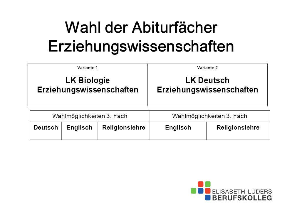 Wahl der Abiturfächer Erziehungswissenschaften