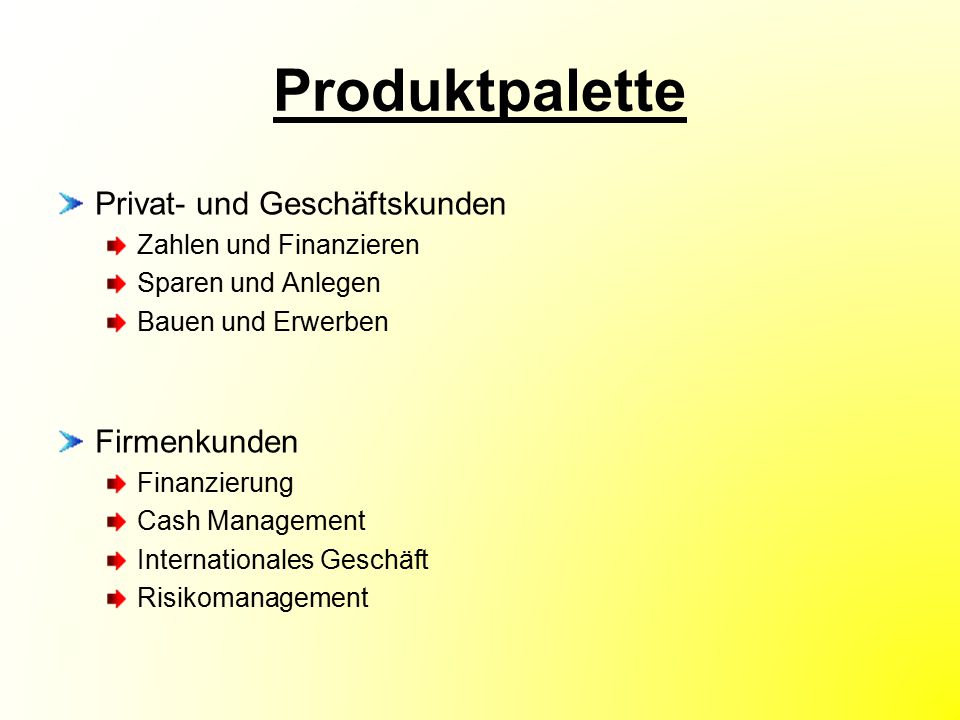 Produktpalette Privat- und Geschäftskunden Firmenkunden