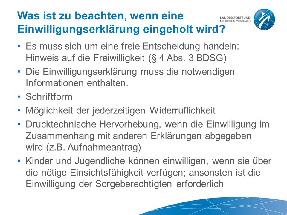 Was ist zu beachten, wenn eine Einwilligungserklärung eingeholt wird