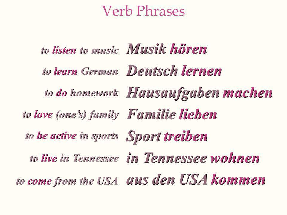 Musik hören Deutsch lernen Hausaufgaben machen Familie lieben