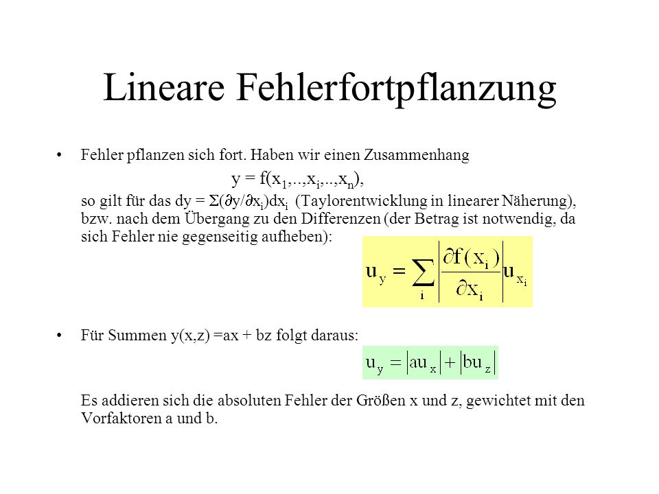 Lineare Fehlerfortpflanzung