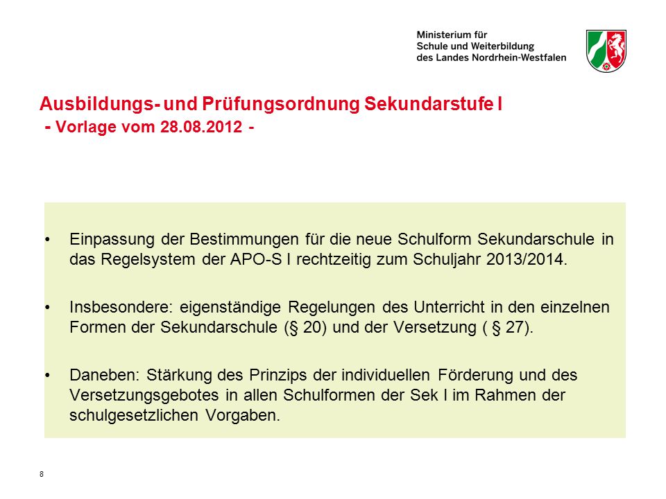 Ausbildungs- und Prüfungsordnung Sekundarstufe I - Vorlage vom