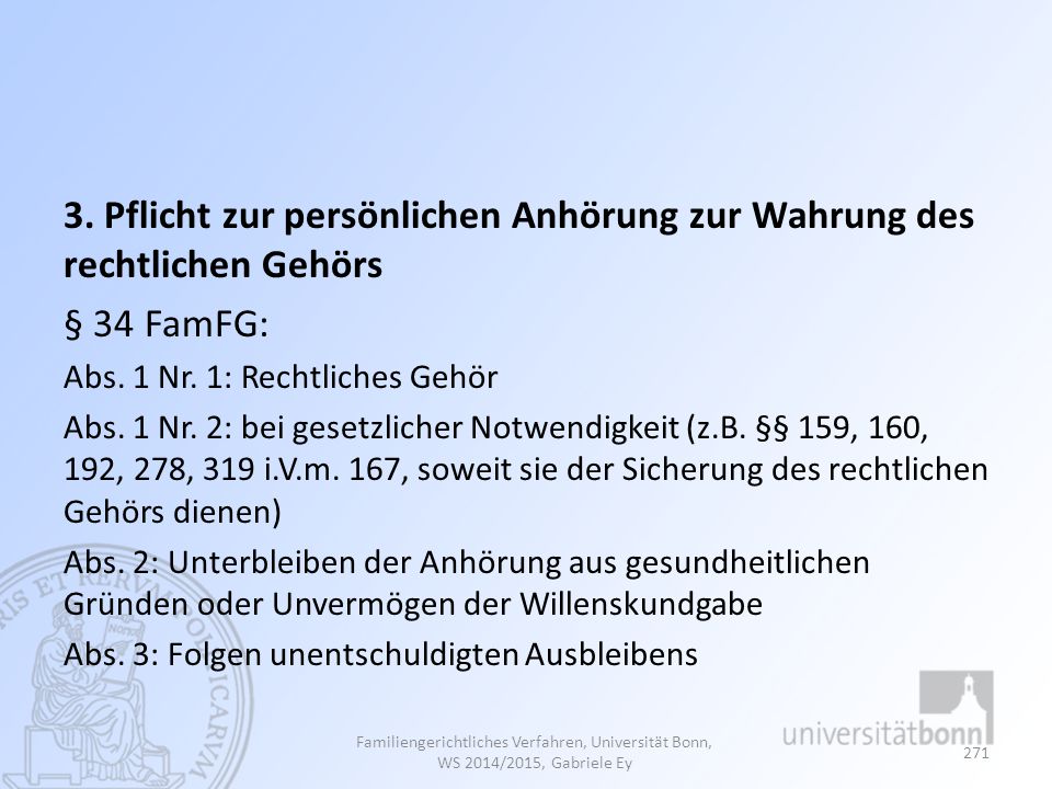 3. Pflicht zur persönlichen Anhörung zur Wahrung des rechtlichen Gehörs