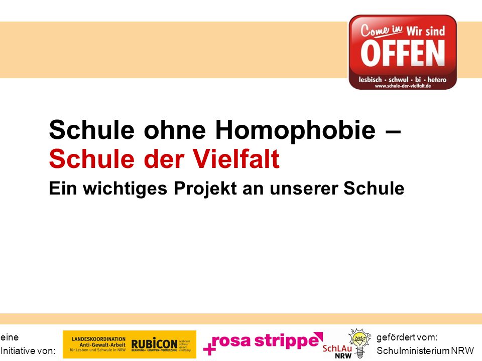 Schule ohne Homophobie – Schule der Vielfalt Ein wichtiges Projekt an unserer Schule