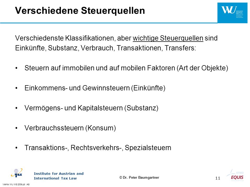 Verschiedene Steuerquellen