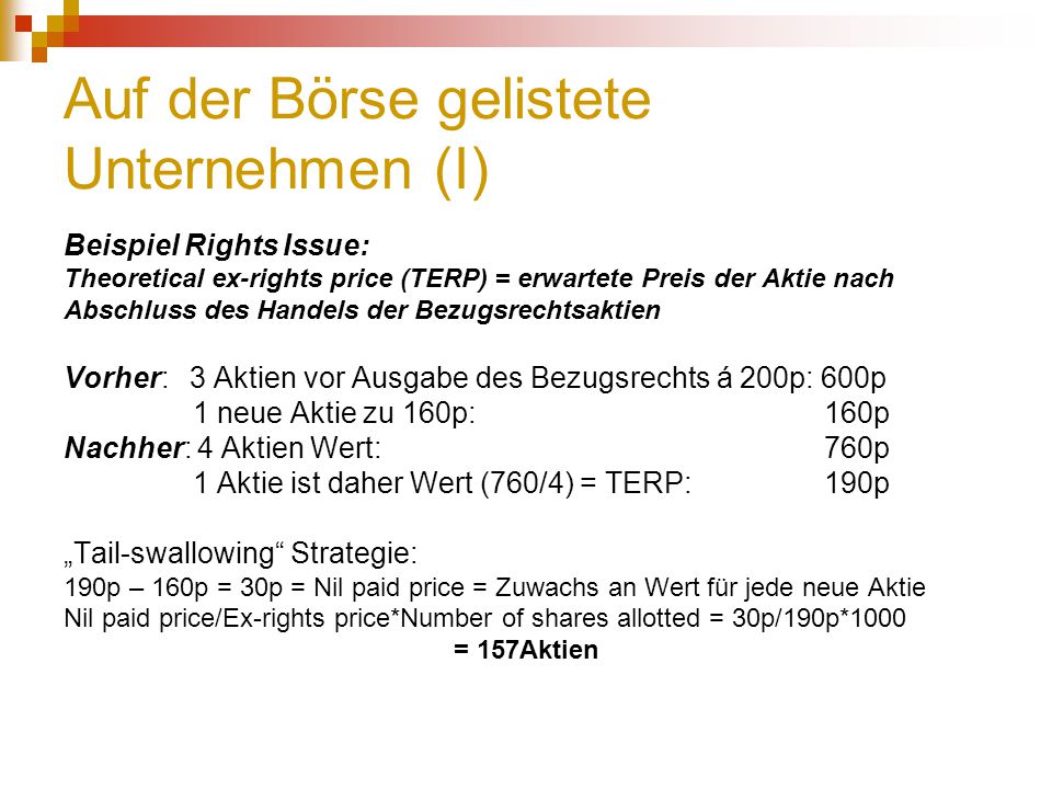Auf der Börse gelistete Unternehmen (I)