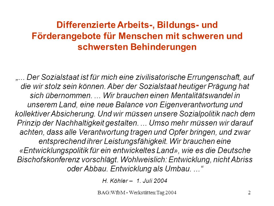 BAG:WfbM - Werkstätten:Tag 2004