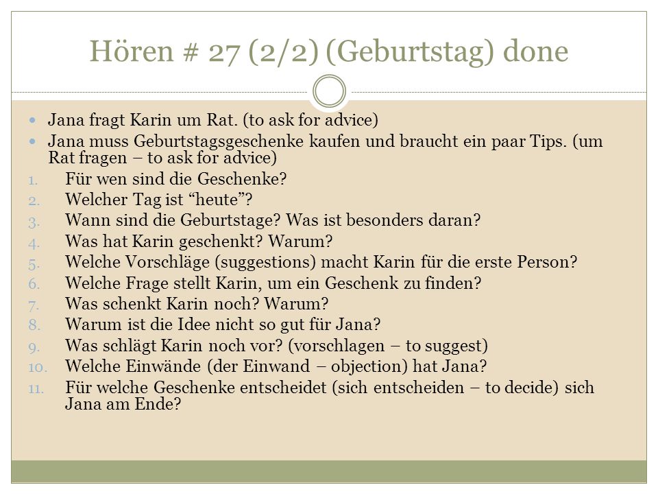 Hören # 27 (2/2) (Geburtstag) done