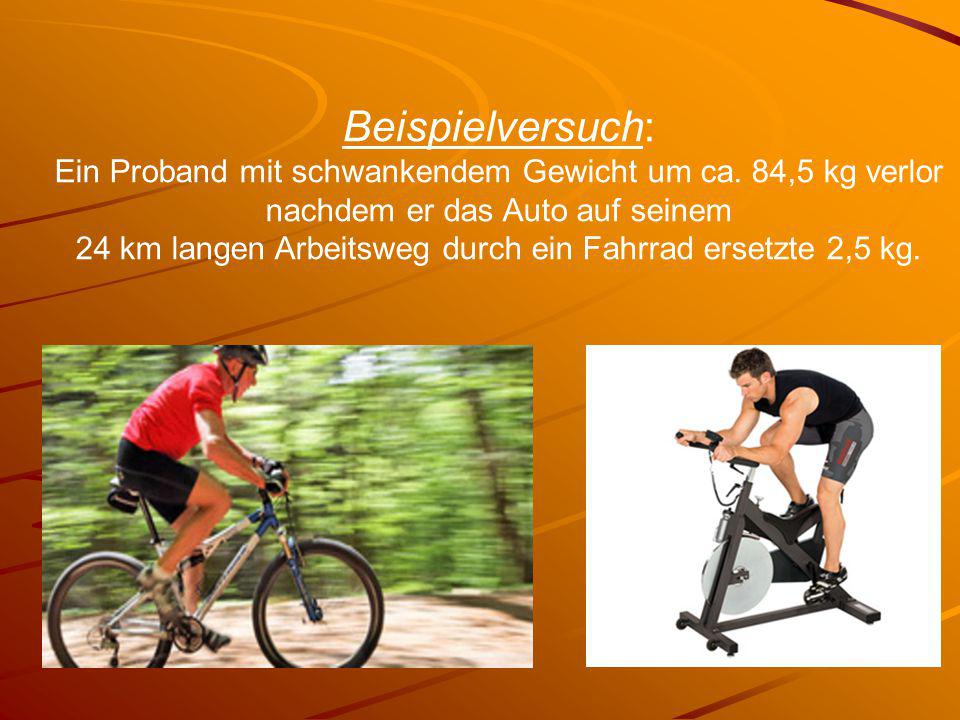 Beispielversuch: Ein Proband mit schwankendem Gewicht um ca. 84,5 kg verlor. nachdem er das Auto auf seinem.