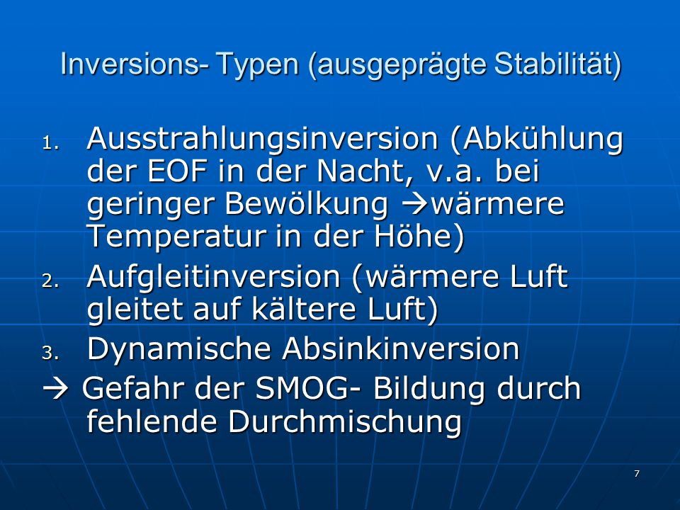 Inversions- Typen (ausgeprägte Stabilität)