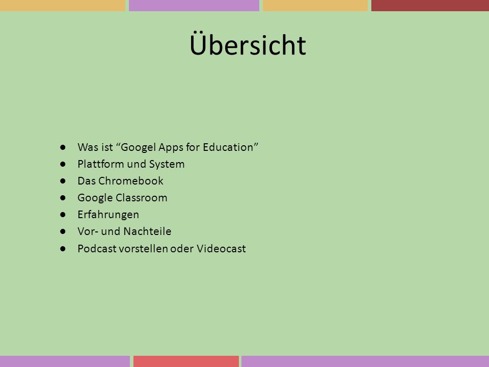 Übersicht Was ist Googel Apps for Education Plattform und System