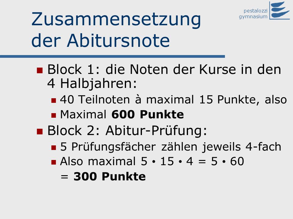 Zusammensetzung der Abitursnote