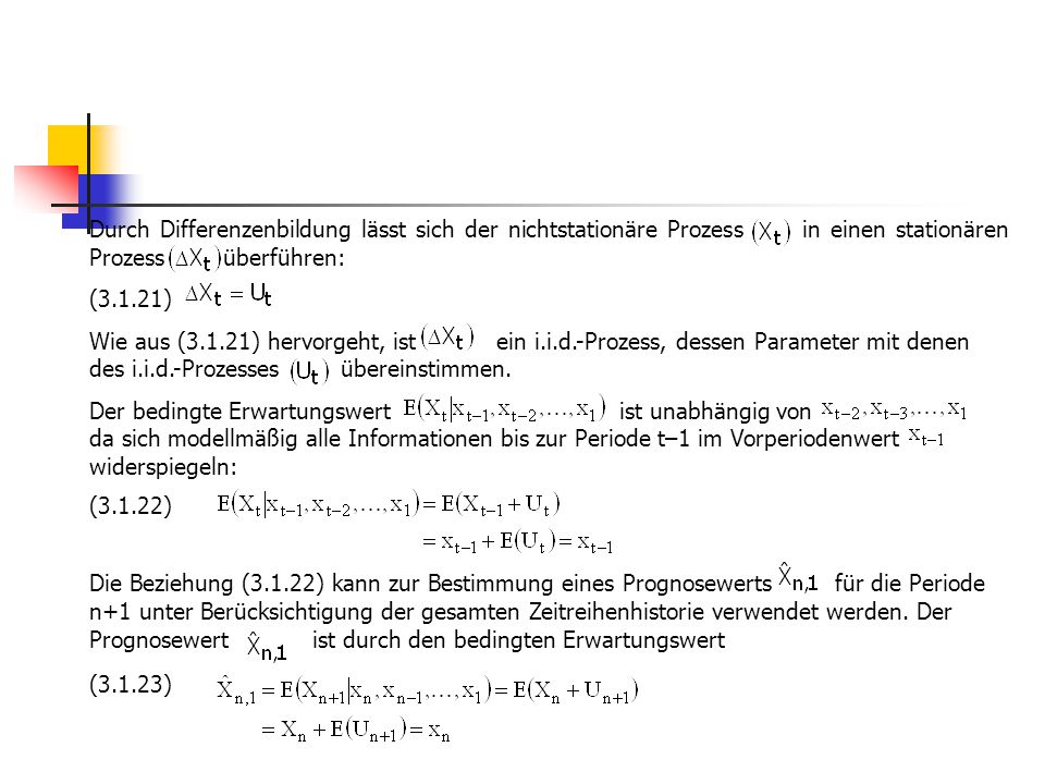 Durch Differenzenbildung lässt sich der nichtstationäre Prozess in einen stationären Prozess überführen: