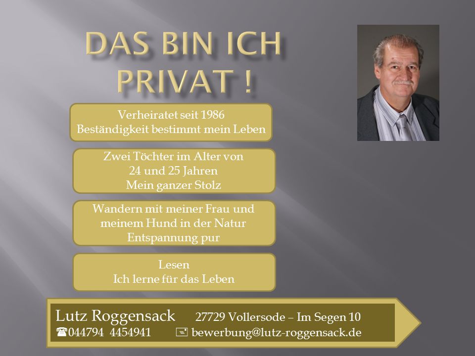 Das bin ich Privat ! Lutz Roggensack Vollersode – Im Segen 10
