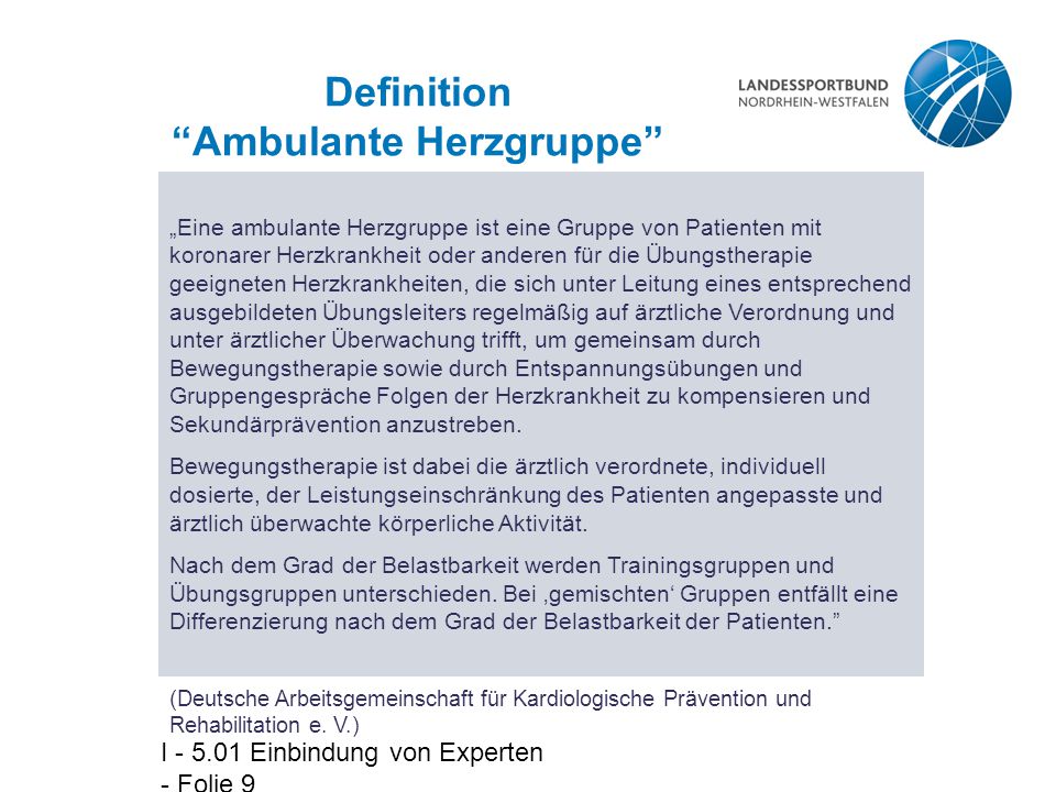 Definition Ambulante Herzgruppe