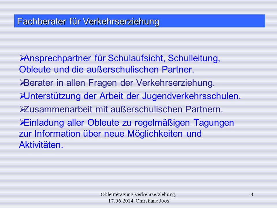 Obleutetagung Verkehrserziehung, , Christiane Joos