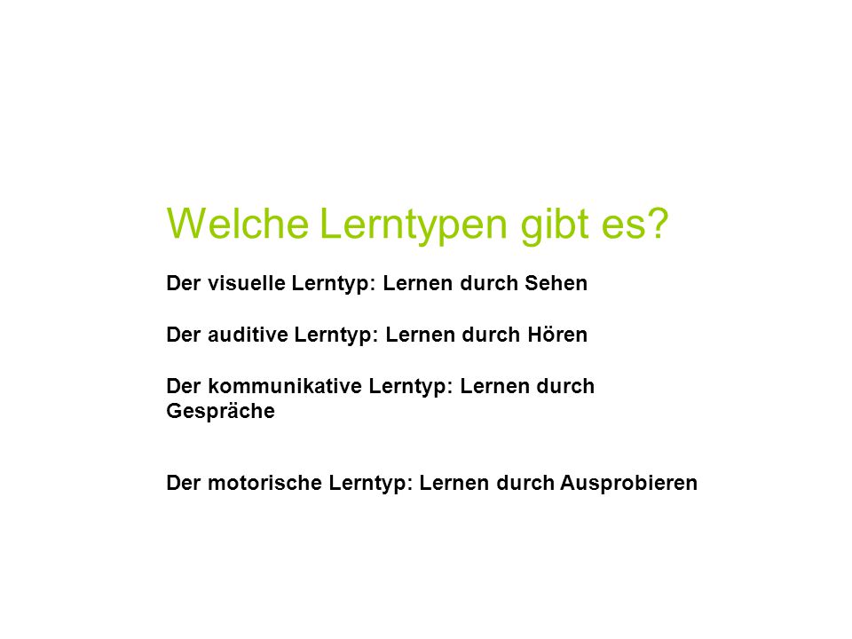 Welche Lerntypen gibt es