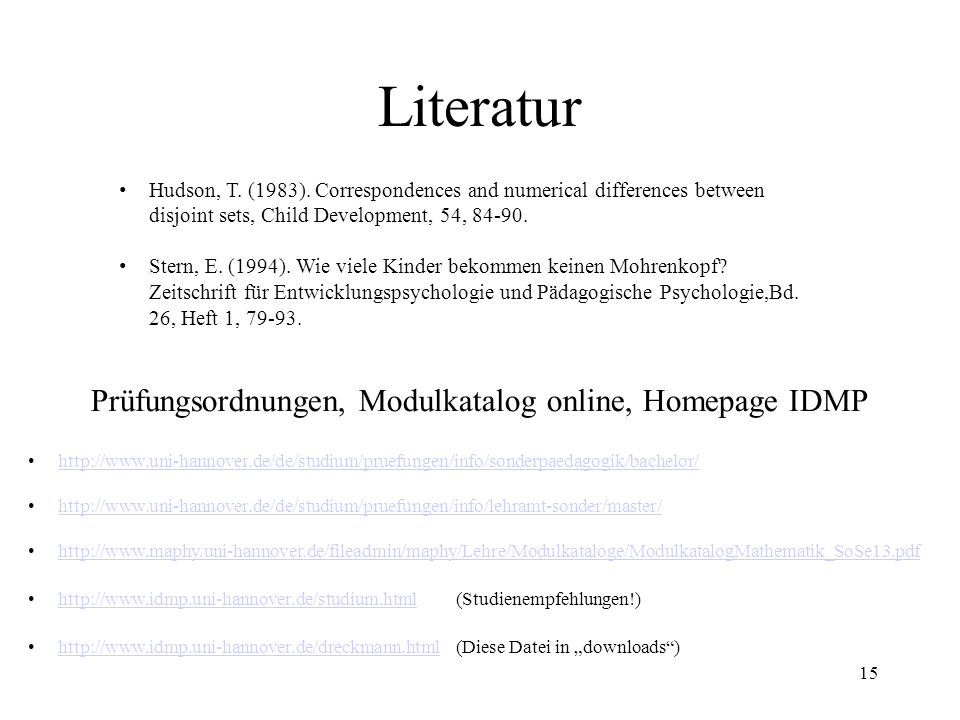 Prüfungsordnungen, Modulkatalog online, Homepage IDMP