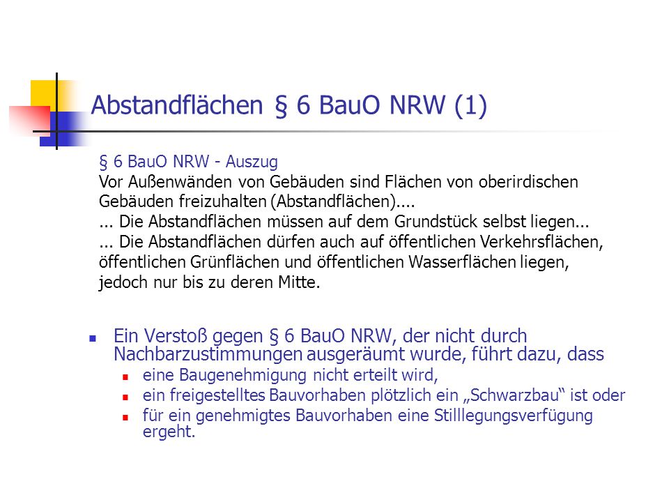 Abstandflächen § 6 BauO NRW (1)