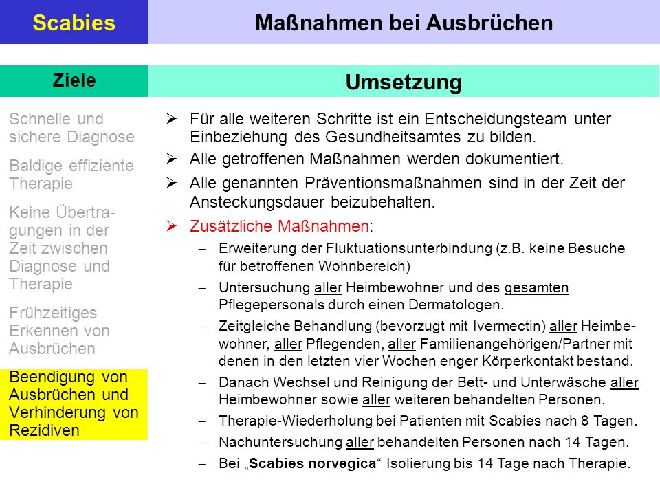 Maßnahmen bei Ausbrüchen