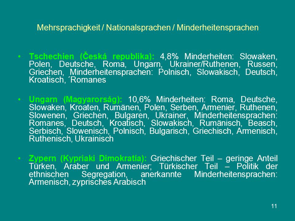 Mehrsprachigkeit / Nationalsprachen / Minderheitensprachen