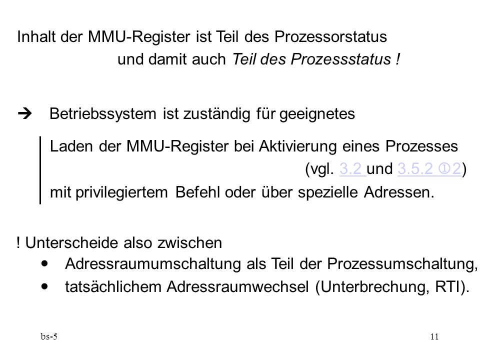 Inhalt der MMU-Register ist Teil des Prozessorstatus