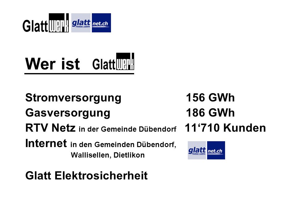 Wer ist Stromversorgung 156 GWh Gasversorgung 186 GWh