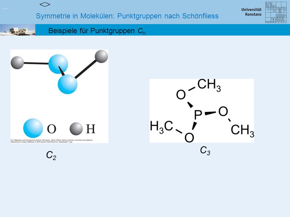 <> C3 C2 Symmetrie in Molekülen: Punktgruppen nach Schönfliess