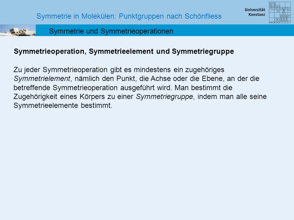 Symmetrieoperation, Symmetrieelement und Symmetriegruppe