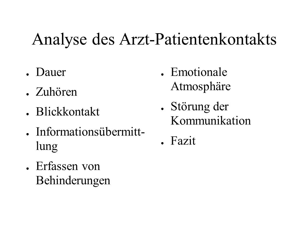 Analyse des Arzt-Patientenkontakts