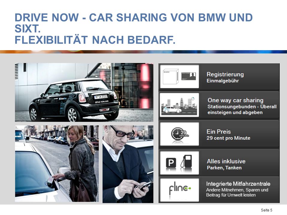 Drive Now - Car Sharing von BMW und Sixt. Flexibilität nach Bedarf.