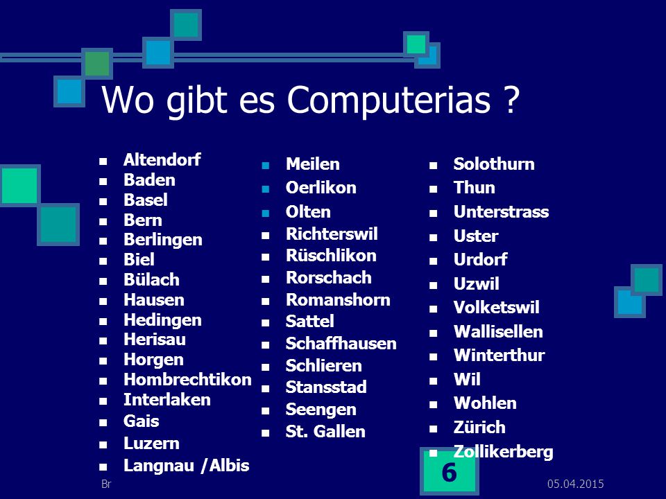 Wo gibt es Computerias Altendorf Baden Basel Bern Berlingen Biel