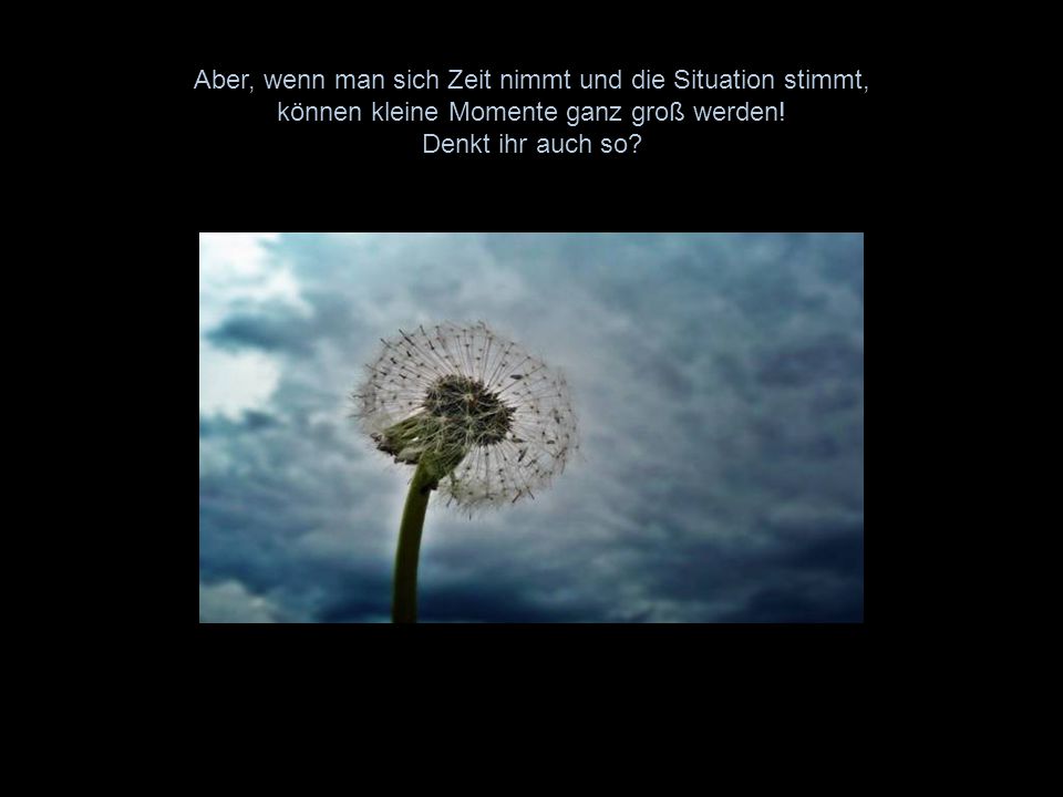 Aber, wenn man sich Zeit nimmt und die Situation stimmt,