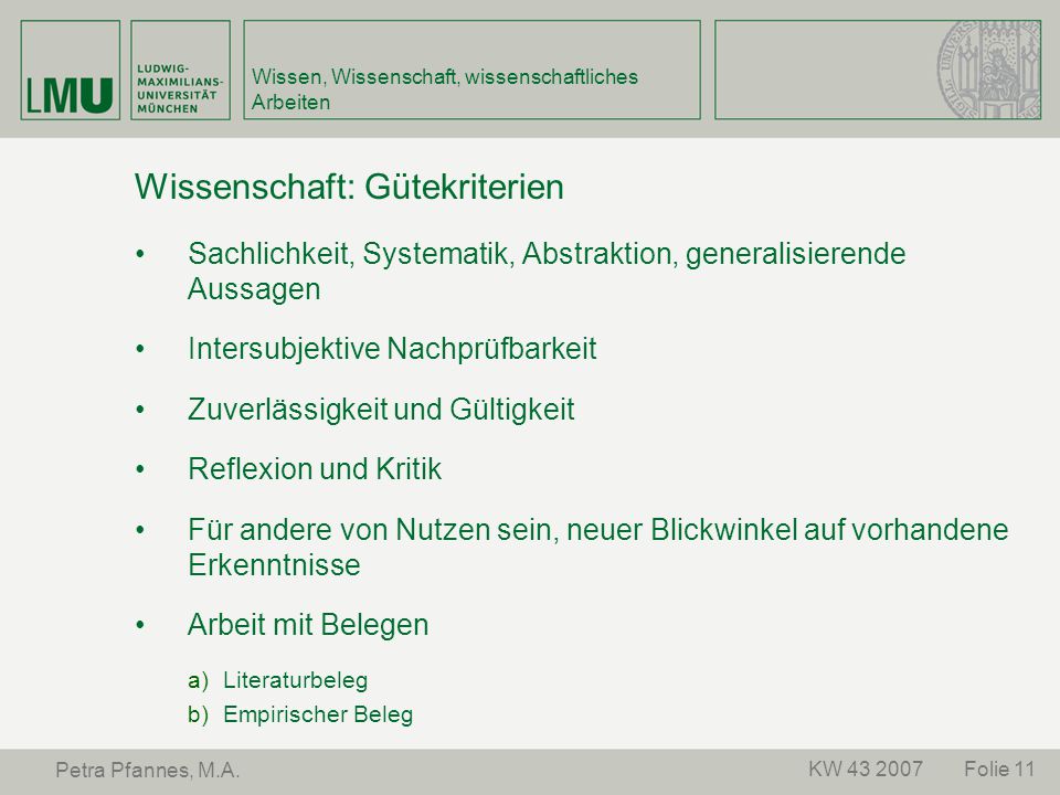 Wissen, Wissenschaft, wissenschaftliches Arbeiten