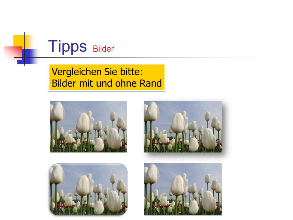 Tipps Bilder Vergleichen Sie bitte: Bilder mit und ohne Rand