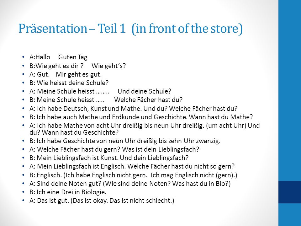 Präsentation – Teil 1 (in front of the store)