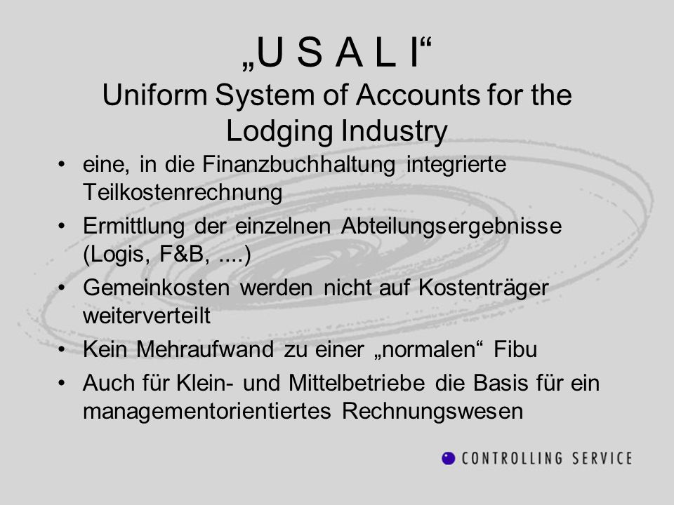 „U S A L I Uniform System of Accounts for the Lodging Industry