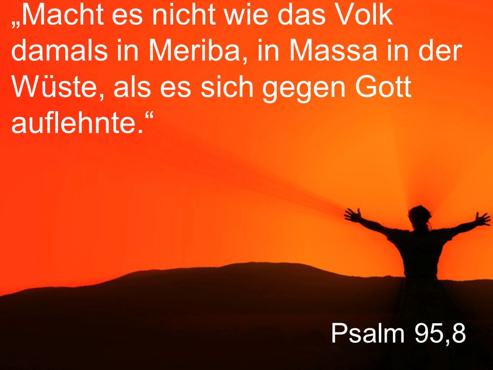 „Macht es nicht wie das Volk damals in Meriba, in Massa in der Wüste, als es sich gegen Gott auflehnte.