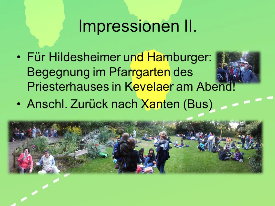 Impressionen II. Für Hildesheimer und Hamburger: Begegnung im Pfarrgarten des Priesterhauses in Kevelaer am Abend!