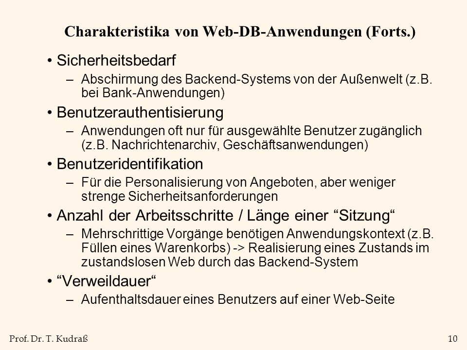 Charakteristika von Web-DB-Anwendungen (Forts.)