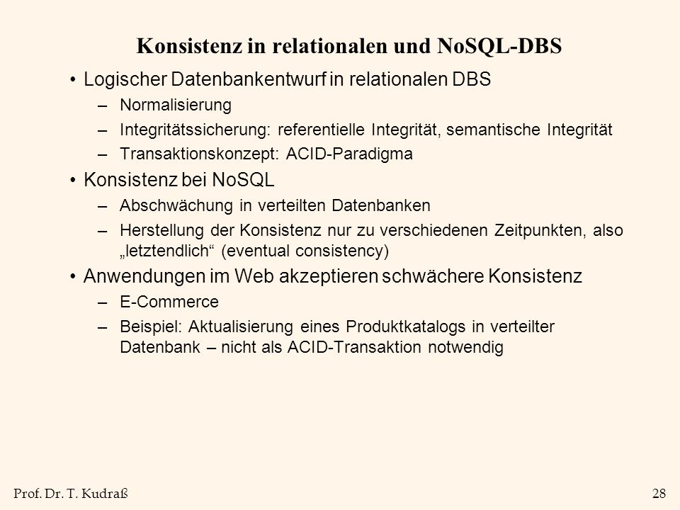 Konsistenz in relationalen und NoSQL-DBS