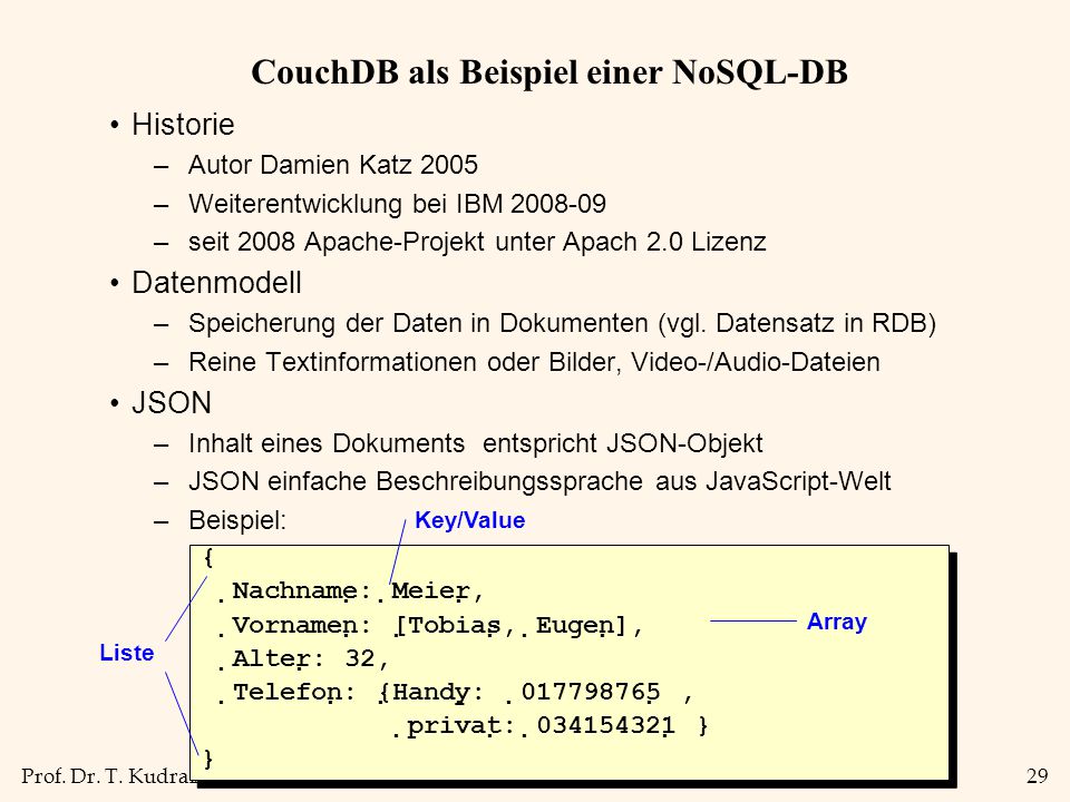CouchDB als Beispiel einer NoSQL-DB