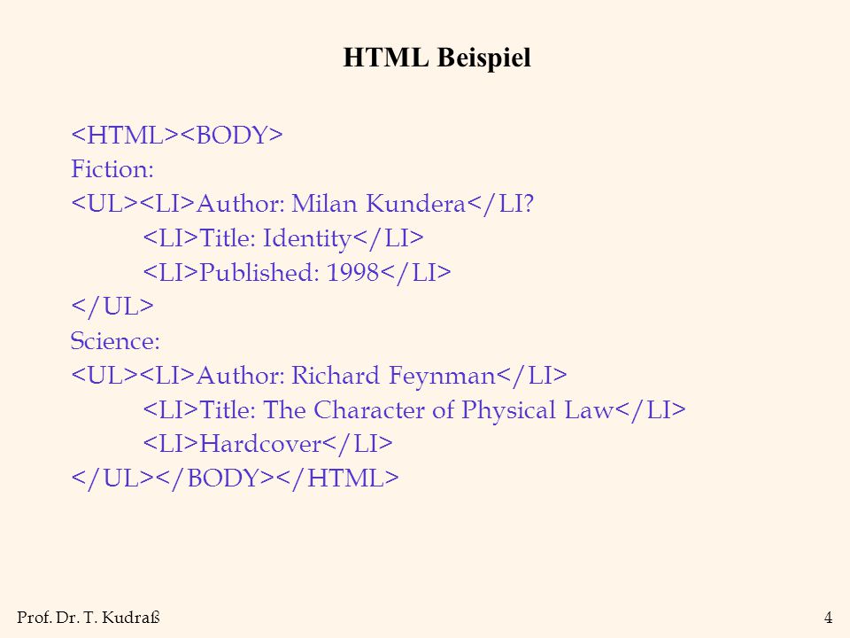 HTML Beispiel <HTML><BODY> Fiction: