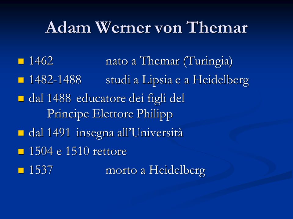Adam Werner von Themar 1462 nato a Themar (Turingia)