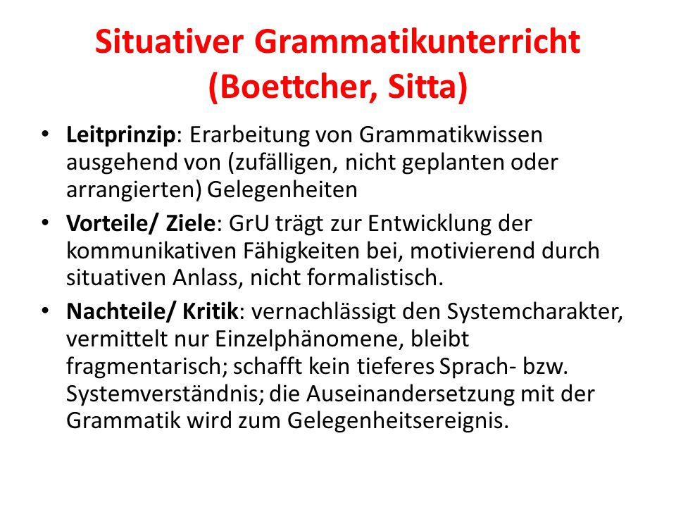 Situativer Grammatikunterricht (Boettcher, Sitta)