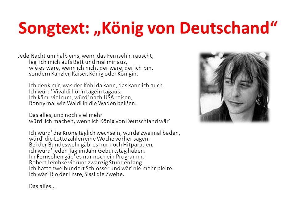 Songtext: „König von Deutschand