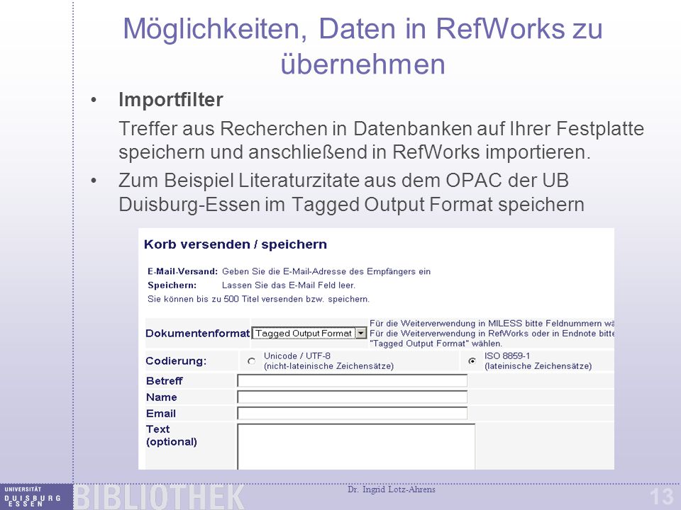 Import in RefWorks über Importfilter