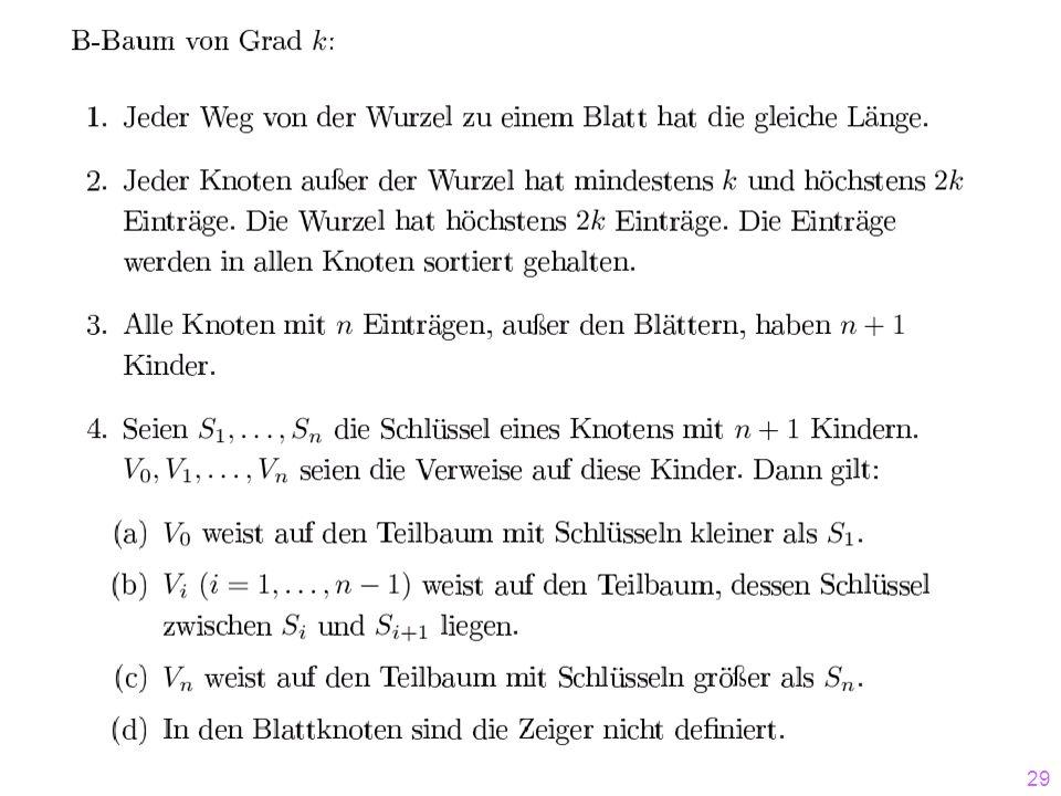 Ergänze: Wurzel hat mindestens 1 und höchstens 2 k Einträge.