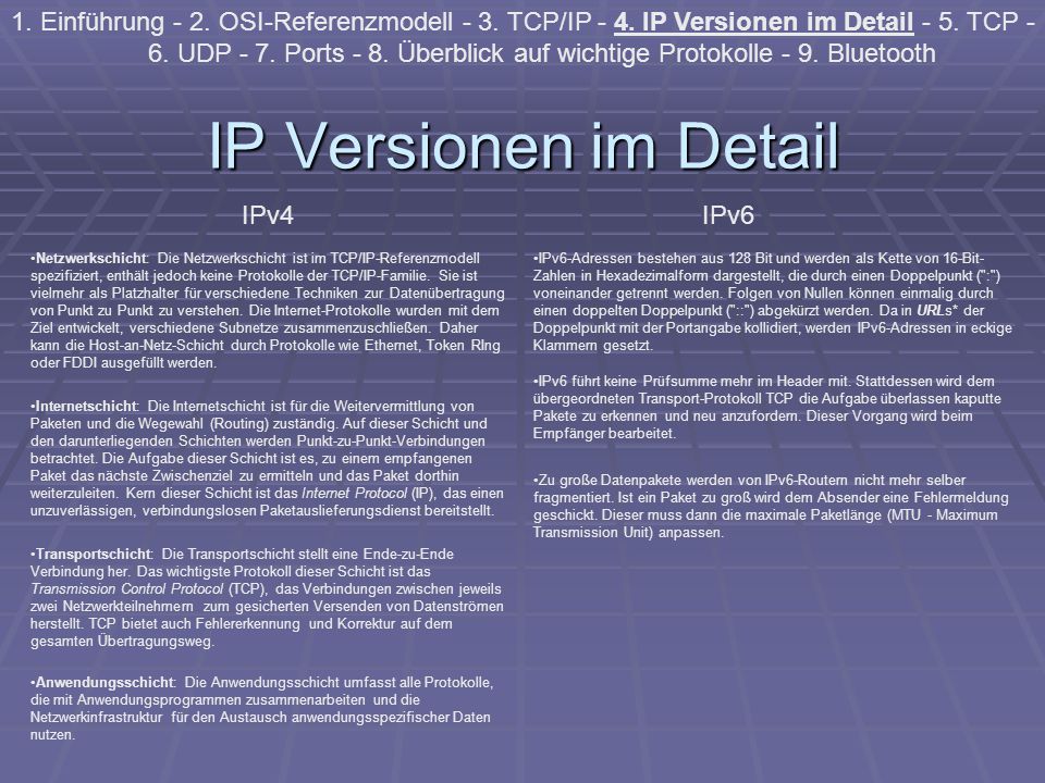 1. Einführung - 2. OSI-Referenzmodell - 3. TCP/IP - 4