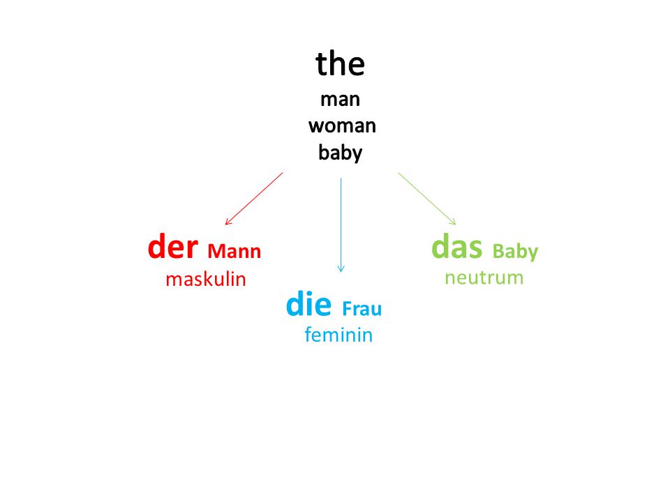 the man woman baby der Mann das Baby die Frau neutrum feminin maskulin